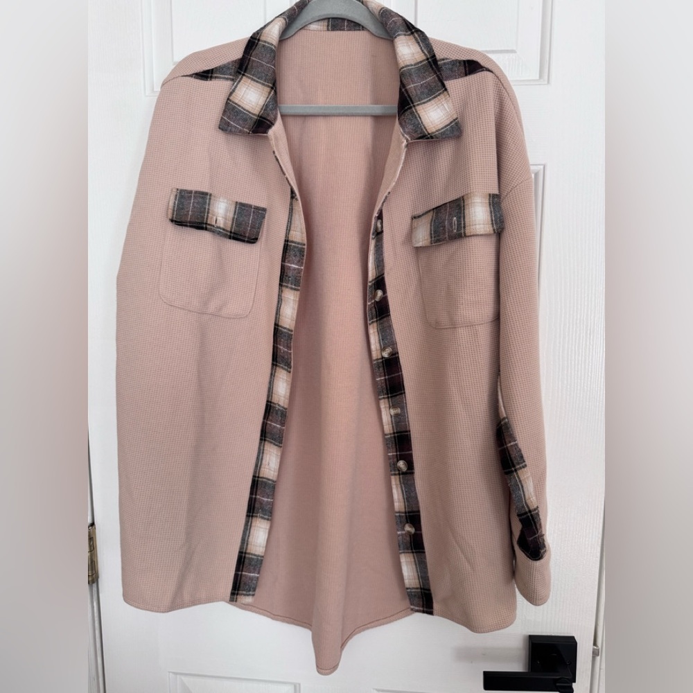 Plaid Accent Women's Shacket